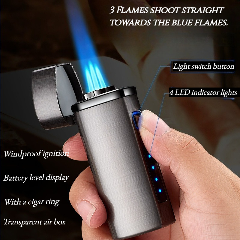Lighter Windproof - 방풍 파워 디스플레이 가스 전기 통합