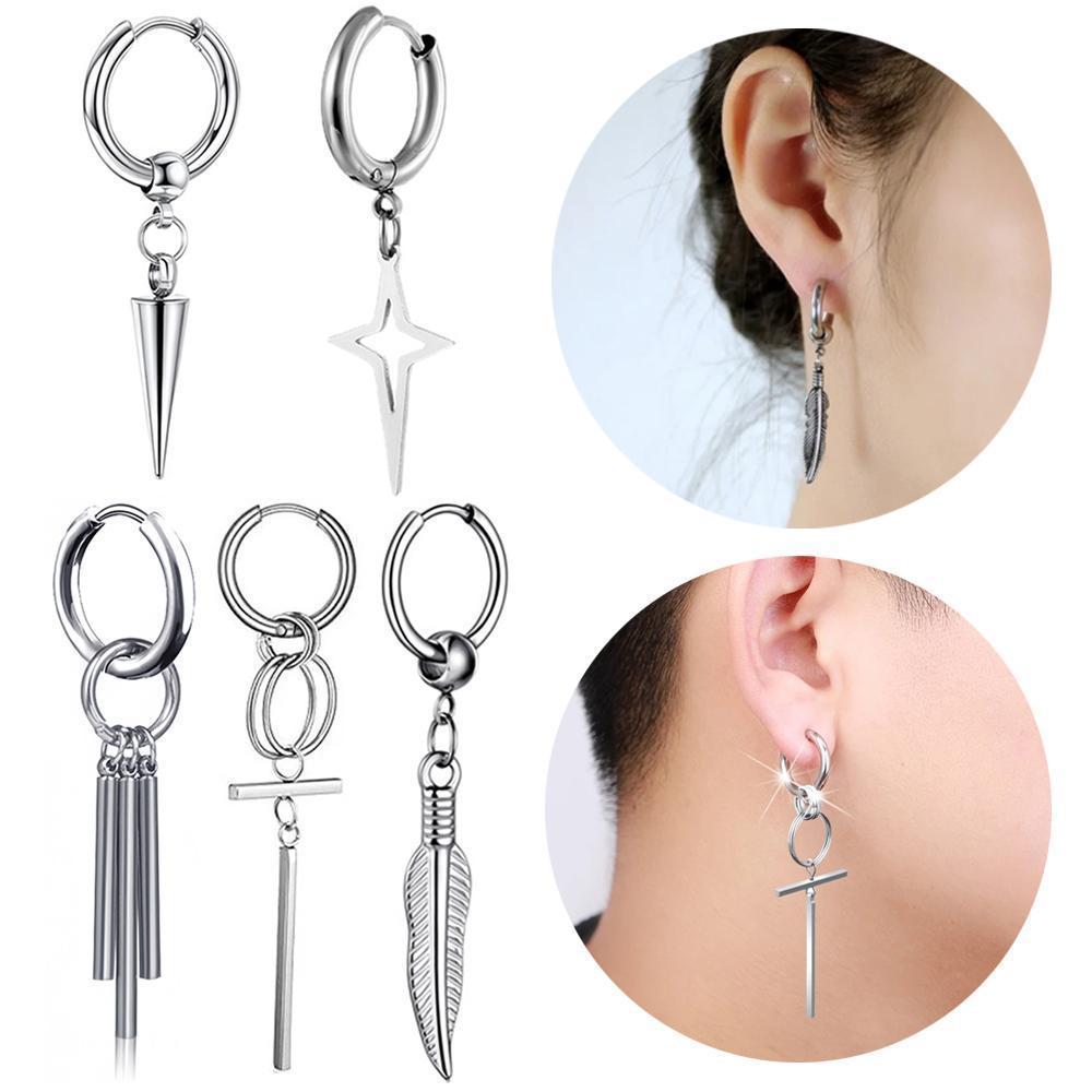Men'S Minimalist Accessories - 1/2개 스테인리스 스틸 펜던트 드롭 귀걸이