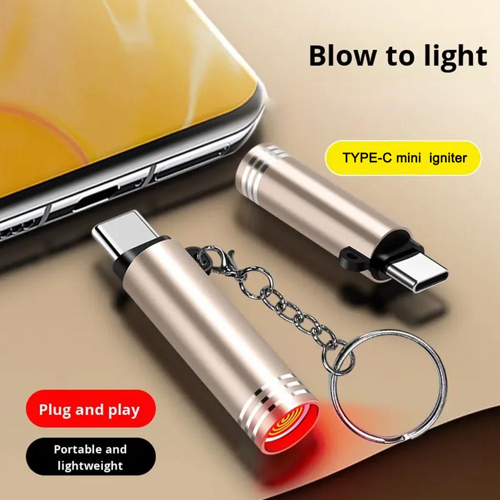 Lighter Windproof - 타입 C 미니 라이터 불어서 점화하는