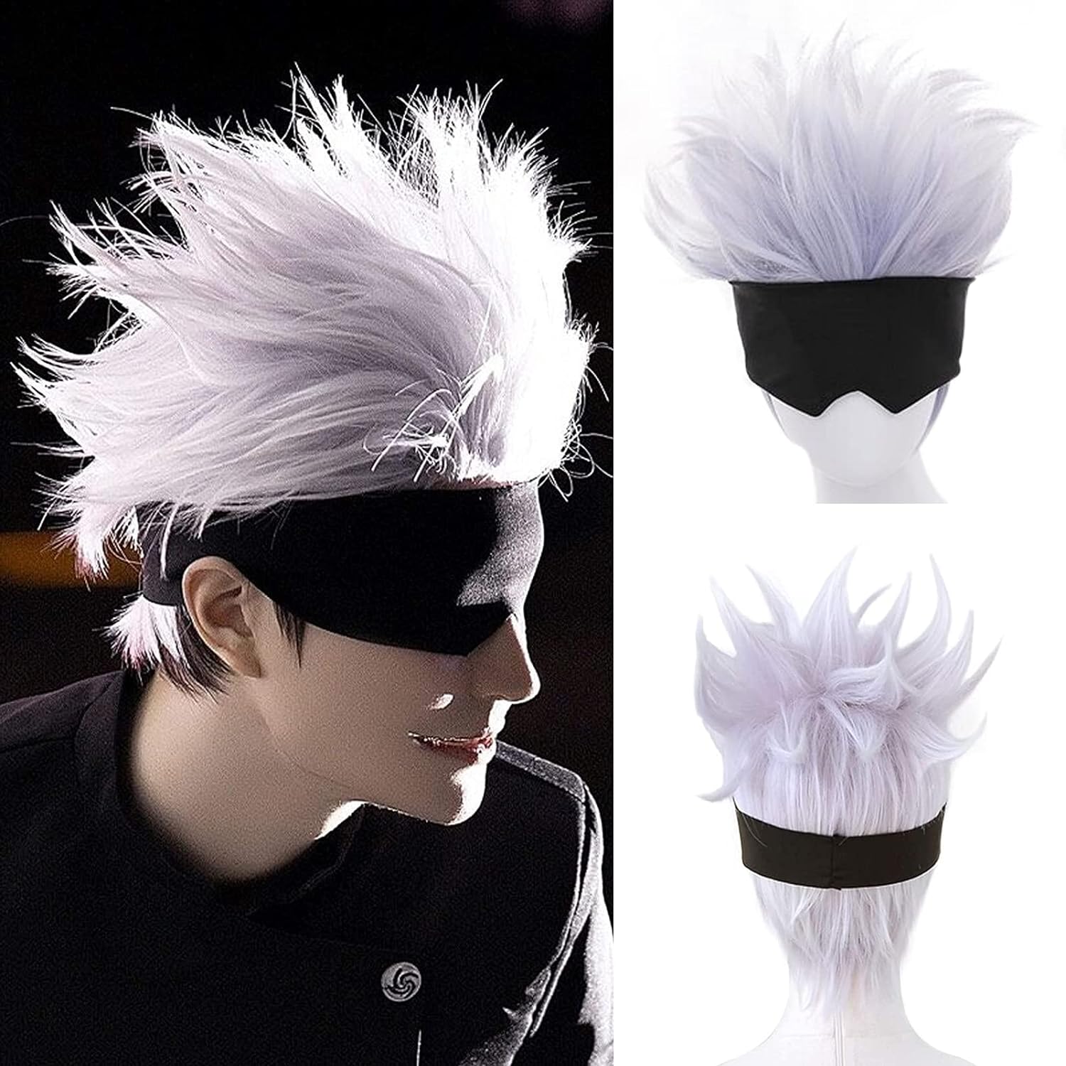 Men Accessories Silver - 블랙 블라인드 폴드 + 짧은 웨이브