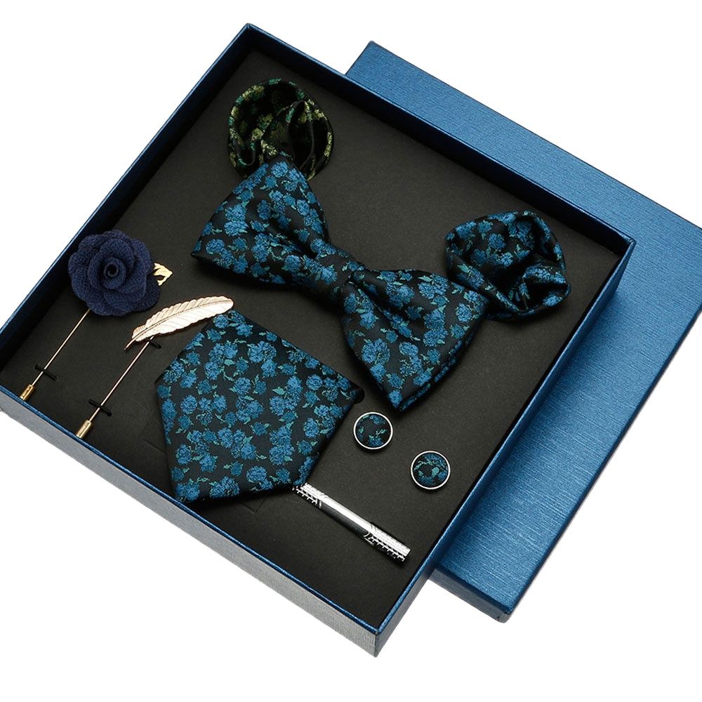 Neck Tie Set Box - 남성용 럭셔리 실크 타이 행키 세트,