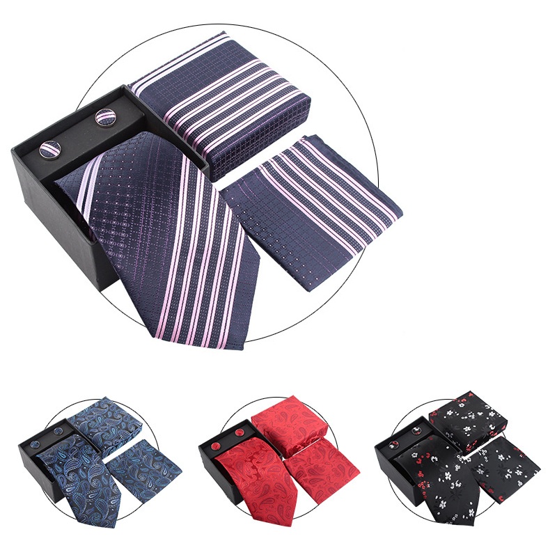 Neck Tie Set Box - 남성 넥타이 세트 웨딩 타이 클립