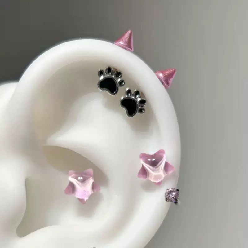 새로운 세일 1쌍 귀여운 고양이 발바닥 악마 스터드 피 - Men'S Accessories Jewelry Sale 리뷰 및 가격