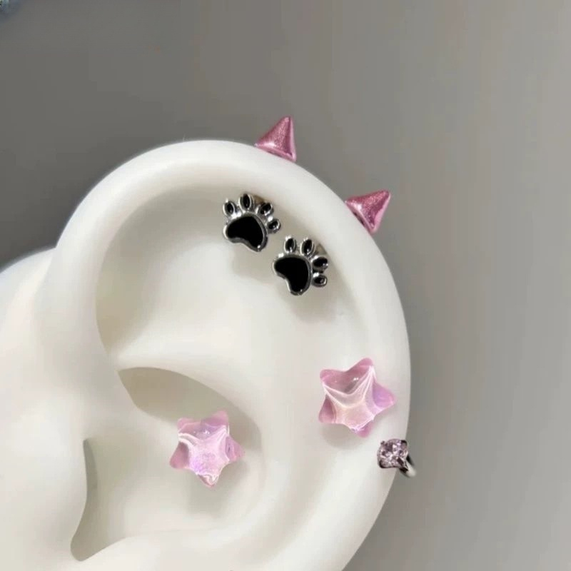 새로운 세일 1쌍 귀여운 고양이 발바닥 악마 스터드 피 - Men'S Accessories Jewelry Sale 리뷰 및 가격