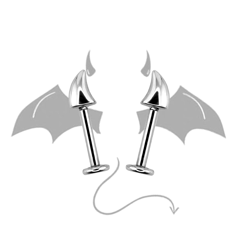 핫세일 귀여운 악마 뿔 피어싱 귀걸이 여성 남성 고딕  - Men'S Accessories Jewelry Sale 리뷰 및 가격