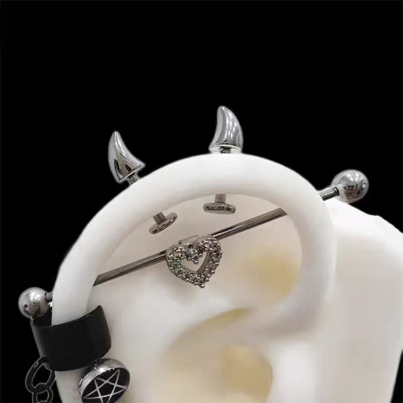 핫세일 귀여운 악마 뿔 피어싱 귀걸이 여성 남성 고딕  - Men'S Accessories Jewelry Sale 리뷰 및 가격