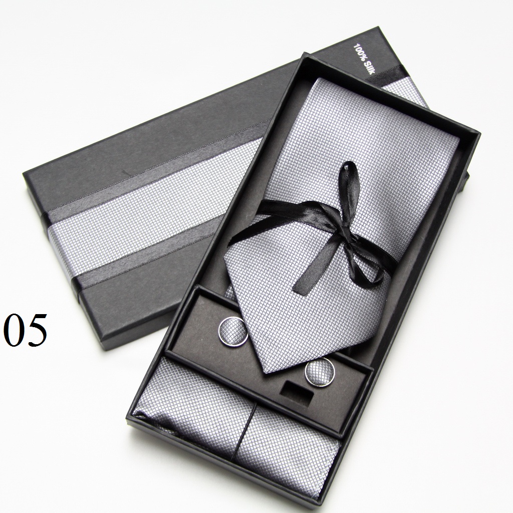 솔리드 넥타이 세트 박스 커프스 단추 손수건 남성 패션 - Neck Tie Set Box 리뷰 및 가격