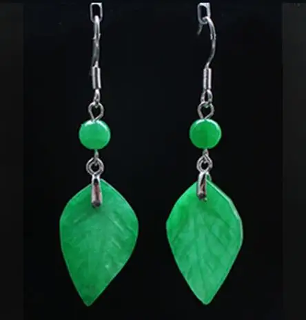 사용자 정의 천연 녹색 옥 잎 구슬 DIY 귀걸이 매력 - Men Accessories Silver 리뷰 및 가격