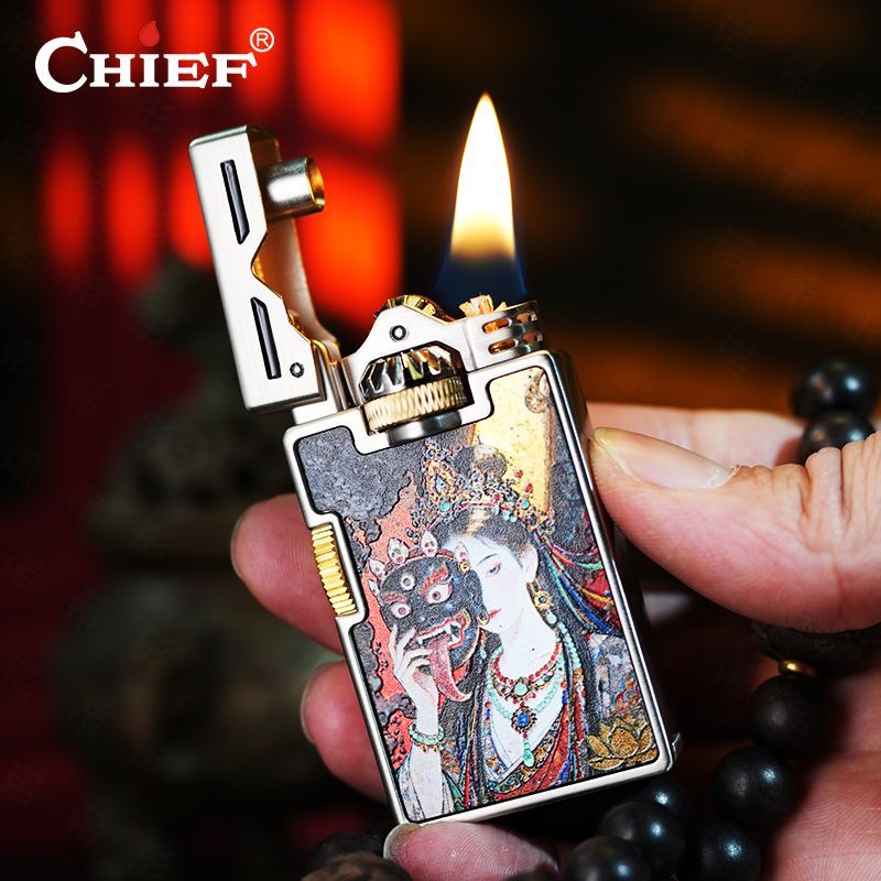 CHIEF 레트로 오일 라이터 방풍 사이드 슬립 그라인 - Lighter Windproof 리뷰 및 가격