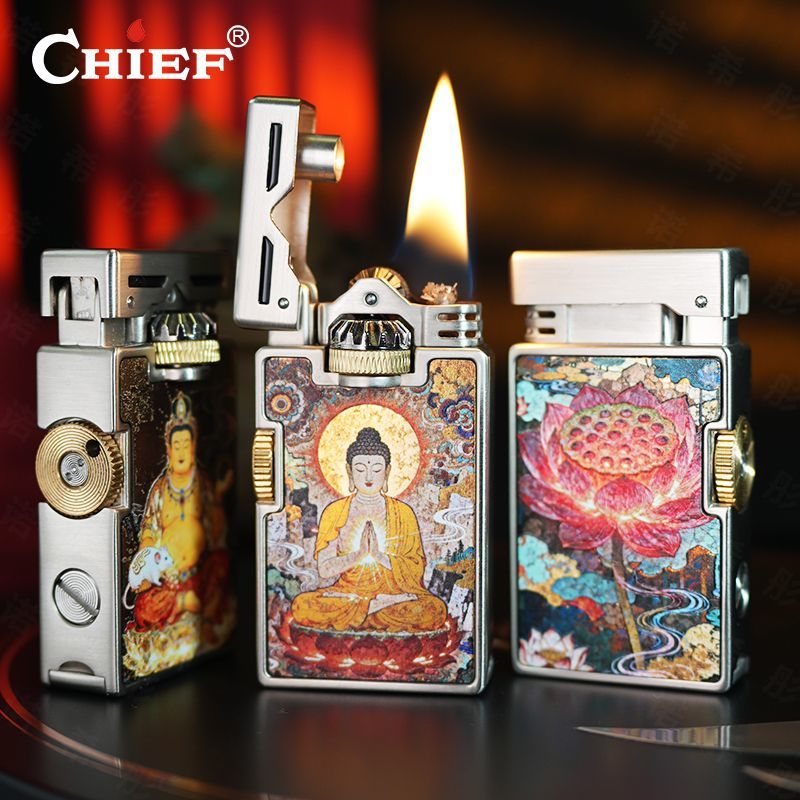 CHIEF 레트로 오일 라이터 방풍 사이드 슬립 그라인 - Lighter Windproof 리뷰 및 가격