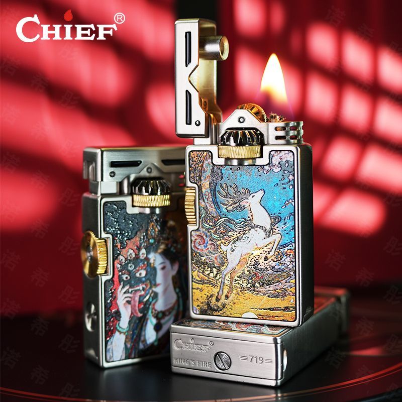 CHIEF 레트로 오일 라이터 방풍 사이드 슬립 그라인 - Lighter Windproof 리뷰 및 가격