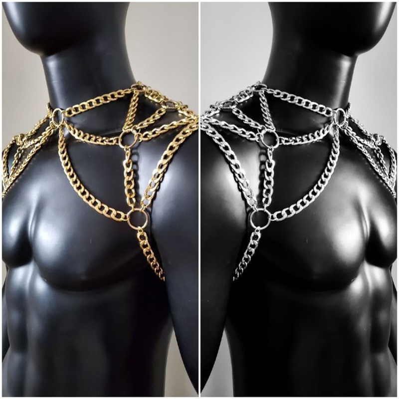 펑크 남자 어깨 바디 체인 백 금속 목걸이 바디 쥬얼리 - Men Accessories Silver 리뷰 및 가격