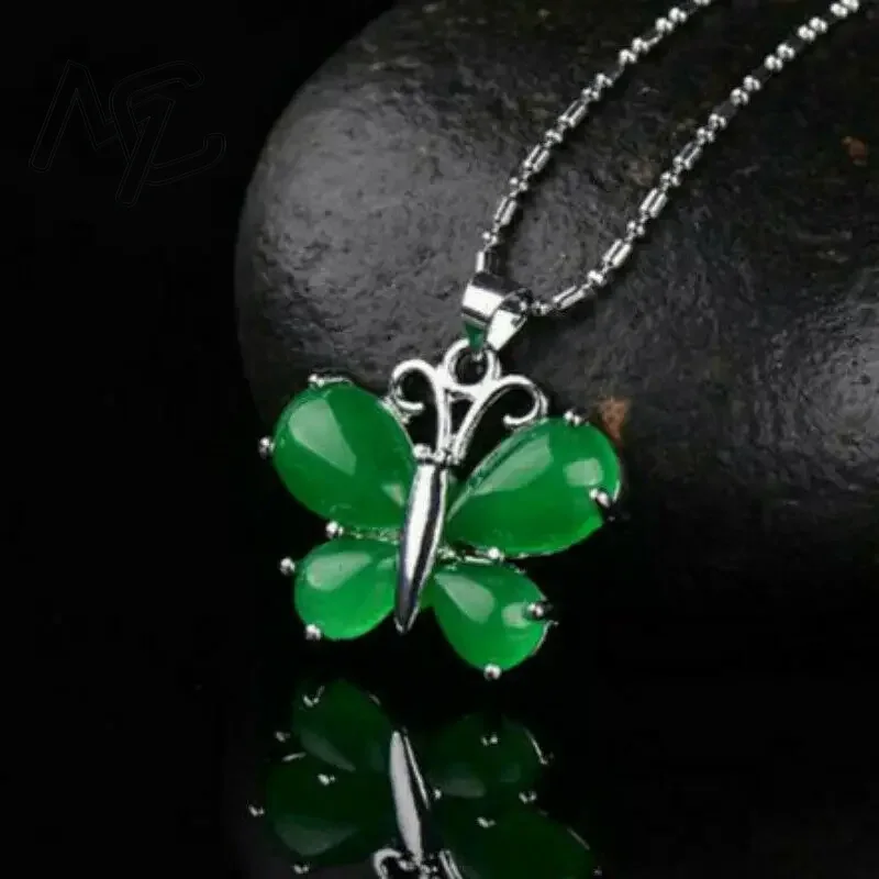 S925 실버 그린 제이드 나비 펜던트 목걸이 참 장신 - Men Accessories Silver 리뷰 및 가격