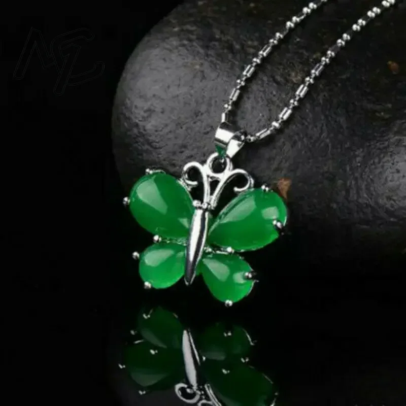 S925 실버 그린 제이드 나비 펜던트 목걸이 참 장신 - Men Accessories Silver 리뷰 및 가격