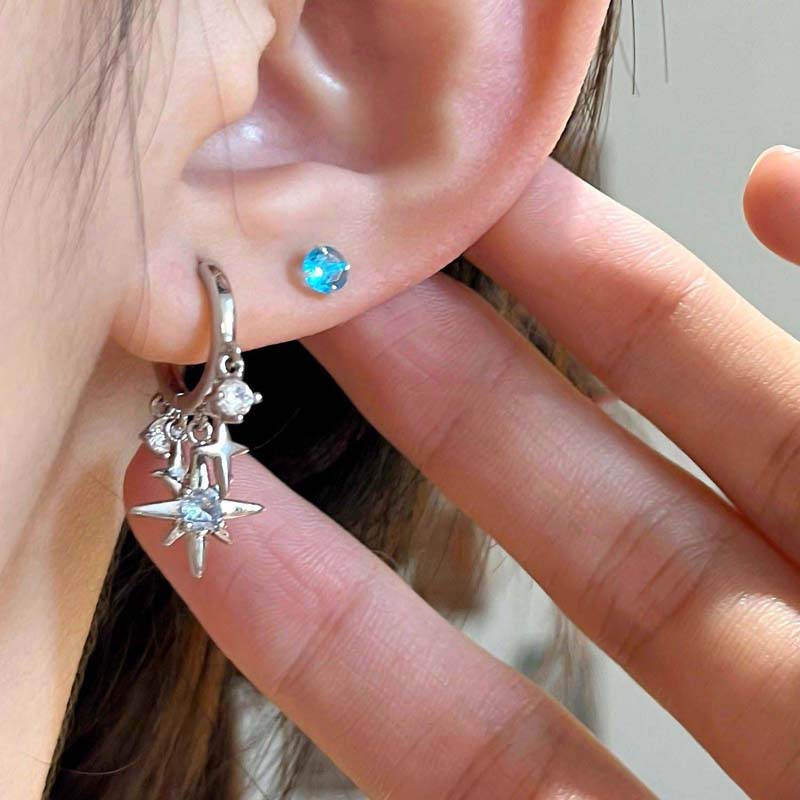 새로운 Y2K 블루 지르콘 스타 태슬 펜던트 귀걸이 여 - Men'S Accessories Jewelry Sale 리뷰 및 가격
