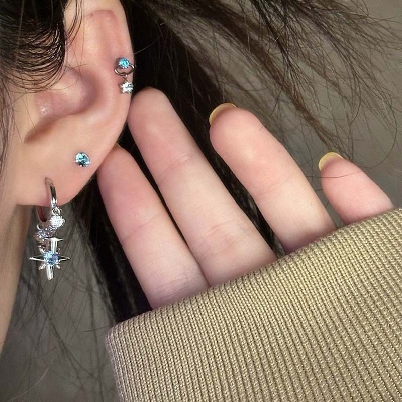 새로운 Y2K 블루 지르콘 스타 태슬 펜던트 귀걸이 여 - Men'S Accessories Jewelry Sale 리뷰 및 가격