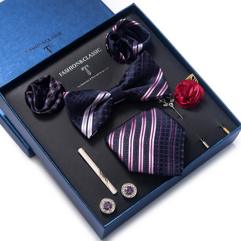 휴일 선물 넥타이 손수건 포켓 스퀘어 커프스 단추 세트 - Neck Tie Set Box 리뷰 및 가격