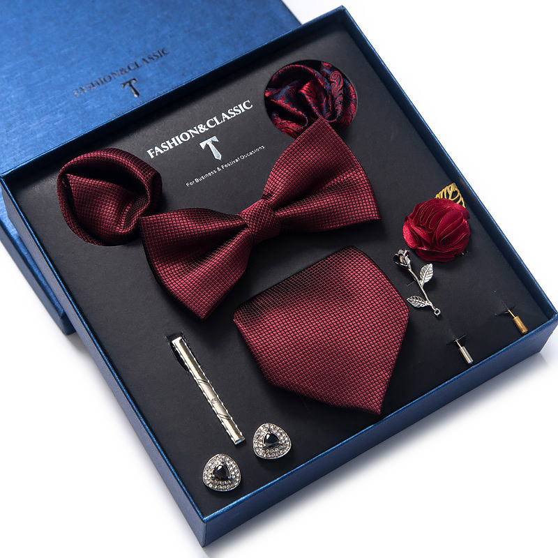 휴일 선물 넥타이 손수건 포켓 스퀘어 커프스 단추 세트 - Neck Tie Set Box 리뷰 및 가격