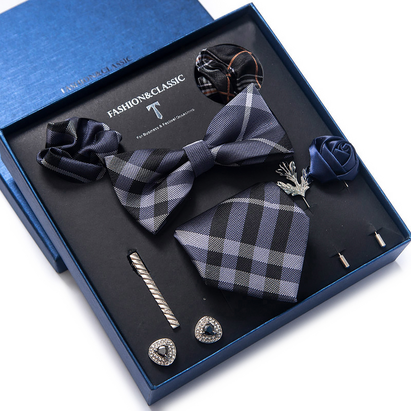 휴일 선물 넥타이 손수건 포켓 스퀘어 커프스 단추 세트 - Neck Tie Set Box 리뷰 및 가격