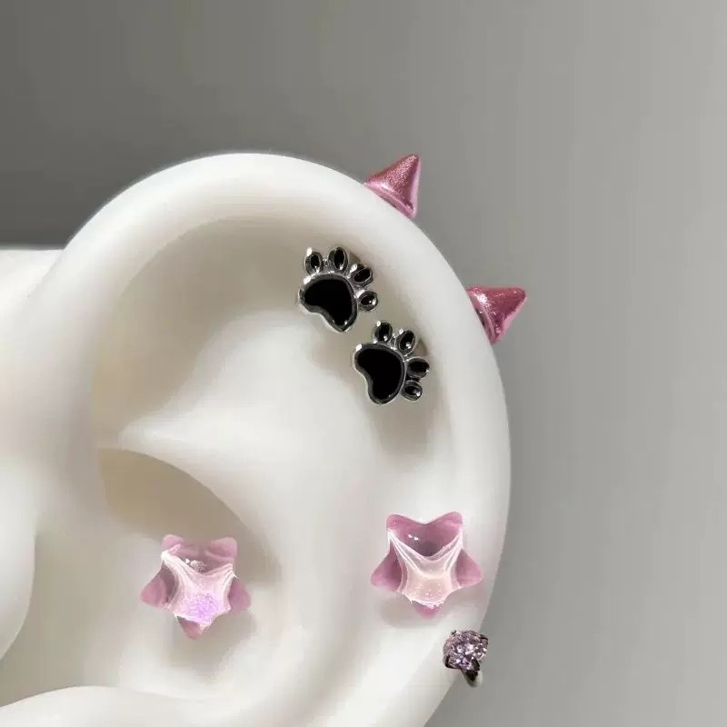 핫세일 귀여운 고양이 발톱 악마 스터드 피어싱 귀걸이  - Men'S Accessories Jewelry Sale 리뷰 및 가격