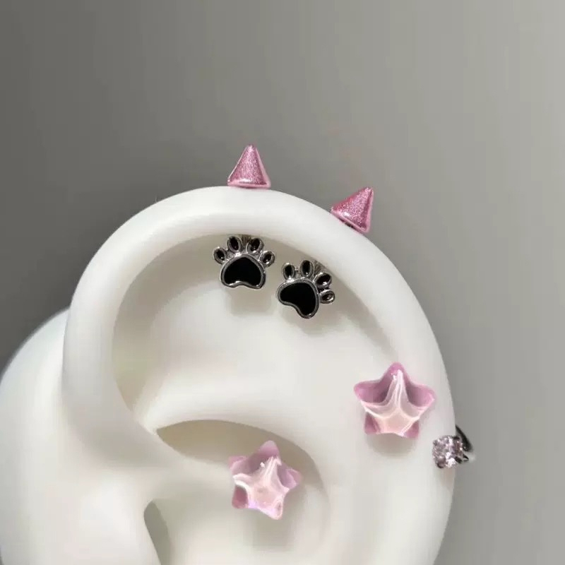 핫세일 귀여운 고양이 발톱 악마 스터드 피어싱 귀걸이  - Men'S Accessories Jewelry Sale 리뷰 및 가격